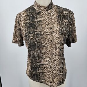 ZARA‎ Trafaluc Snake Print Mock Neck Crop Top | Size M